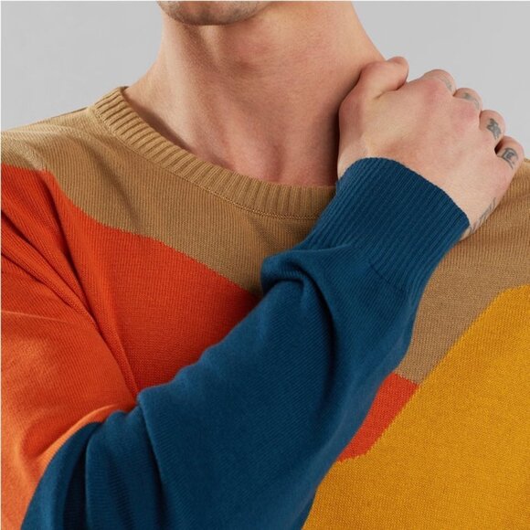 Dedicated. - Men's Mora Cut Mountain Pullover Sweater- Orange Multicolor, Large - Picture 11 of 11